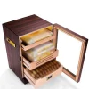 Elektronik Nemlendiricili Camlı Işıklı Puro Kutusu Humidor Ceviz