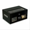 Elektronik Nemlendiricili Camlı Puro Kutusu Humidor Mat Siyah