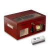 Elektronik Nemlendiricili Camlı Puro Kutusu Humidor Maun
