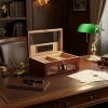 Elektronik Nemlendiricili Camlı Puro Kutusu Humidor Maun