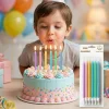 Gökkuşağı Renkleri Pasta Mumu Seti 15 cm 6 Parça