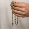 Gümüş 1000 Ayar Kazaz Püsküllü Sıkma Kehribar Tesbih