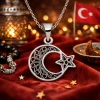 Gümüş Ay Yıldız Telkari Bayan Kolye