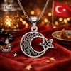 Gümüş Ay Yıldız Telkari Bayan Kolye