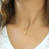 Gümüş Gold 3 Boyutlu E Harf Bayan Kolye