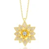 Gümüş Gold Beyaz Taşlı Lotus Çiçeği Kadın Kolye