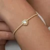 Gümüş Gold Kalpli Su Yolu Bileklik