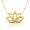 Gümüş Gold Lotus Çiçeği Kadın Kolye