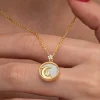 Gümüş Gold Sedef Taşlı Ay Yıldız Hilal Kadın Kolye