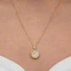 Gümüş Gold Sedef Taşlı Ay Yıldız Hilal Kadın Kolye
