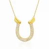 Gümüş Gold Zirkon Taşlı Nal Kadın Kolye