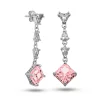 Gümüş Ice Cut Pembe Zirkon Taşlı Işıltılı Kadın Küpe