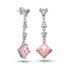 Gümüş Ice Cut Pembe Zirkon Taşlı Işıltılı Kadın Küpe