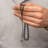 Gümüş Kazaz Püsküllü Kapsül Kesim Mavi Sıkma Kehribar Tesbih