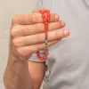 Gümüş Kazaz Püsküllü Sıkma Kehribar Tesbih