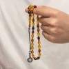 Gümüş Kazaz Püsküllü Sıkma Kehribar Tesbih