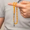 Gümüş Kazaz Püsküllü Sıkma Kehribar Tesbih