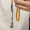 Gümüş Kazaz Püsküllü Sıkma Kehribar Tesbih