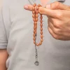 Gümüş Kazaz Püsküllü Sıkma Kehribar Tesbih