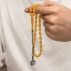 Gümüş Kazaz Püsküllü Sıkma Kehribar Tesbih