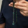 Gümüş Kazaz Püsküllü Yeşil Sıkma Kehribar Tesbih