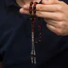 Gümüş Kırmızı Siyah Ateş Kehribar Tesbih