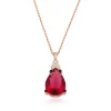 Gümüş Kırmızı Topaz Damla Kolye