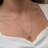 Gümüş Kırmızı Zirkon Taşlı Kalp Kadın Kolye