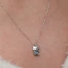 Gümüş Mistik Topaz Taşlı Sevimli Kedi Kolye