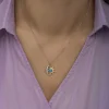 Gümüş Opal Mavi Taşlı Ay Güneş Kadın Kolye