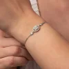Gümüş Oval Baget Taşlı Kadın Bileklik