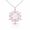 Gümüş Pembe Lotus Desenli Çiçek Kadın Kolye