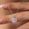 Gümüş Pembe Taşlı Kalp Kadın Kolye