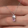 Gümüş Pembe Taşlı Sevimli Kedi Kadın Kolye