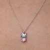 Gümüş Pembe Taşlı Sevimli Kedi Kadın Kolye
