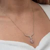 Gümüş Pembe Zirkon Taşlı Kalp Kadın Kolye
