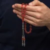 Gümüş Püsküllü Ateş Kehribar Tesbih