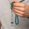 Gümüş Püsküllü Ateş Kehribar Tesbih
