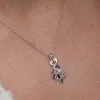 Gümüş Renkli Taşlı Tavus Kuşu Kadın Kolye