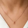 Gümüş Rose 3 Boyutlu R Harf Bayan Kolye