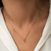 Gümüş Rose 3 Boyutlu Ü Harf Bayan Kolye