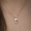 Gümüş Rose Beyaz Gül Kolye