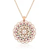 Gümüş Rose Geometrik Desenli Madalyon Kolye