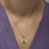 Gümüş Rose Kalpli Anne Ve Çocuk Kolye