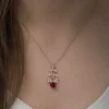 ​Gümüş Rose Kırmızı Gül Kolye