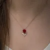 ​Gümüş Rose Kırmızı Gül Kolye