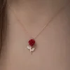 ​Gümüş Rose Kırmızı Gül Kolye