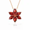 Gümüş Rose Kırmızı Lotus Çiçeği Kolye