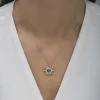 ​Gümüş Rose Mavi Opal Taşlı Güneş Kadın Kolye