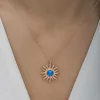 ​Gümüş Rose Mavi Opal Taşlı Güneş Kadın Kolye